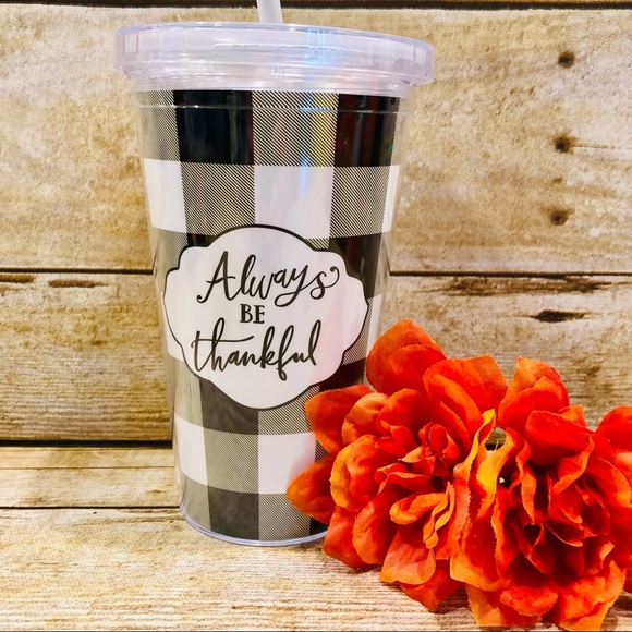 Hobby Lobby Holiday Harvest Doublewall Plastic Tumblers Lids Straw